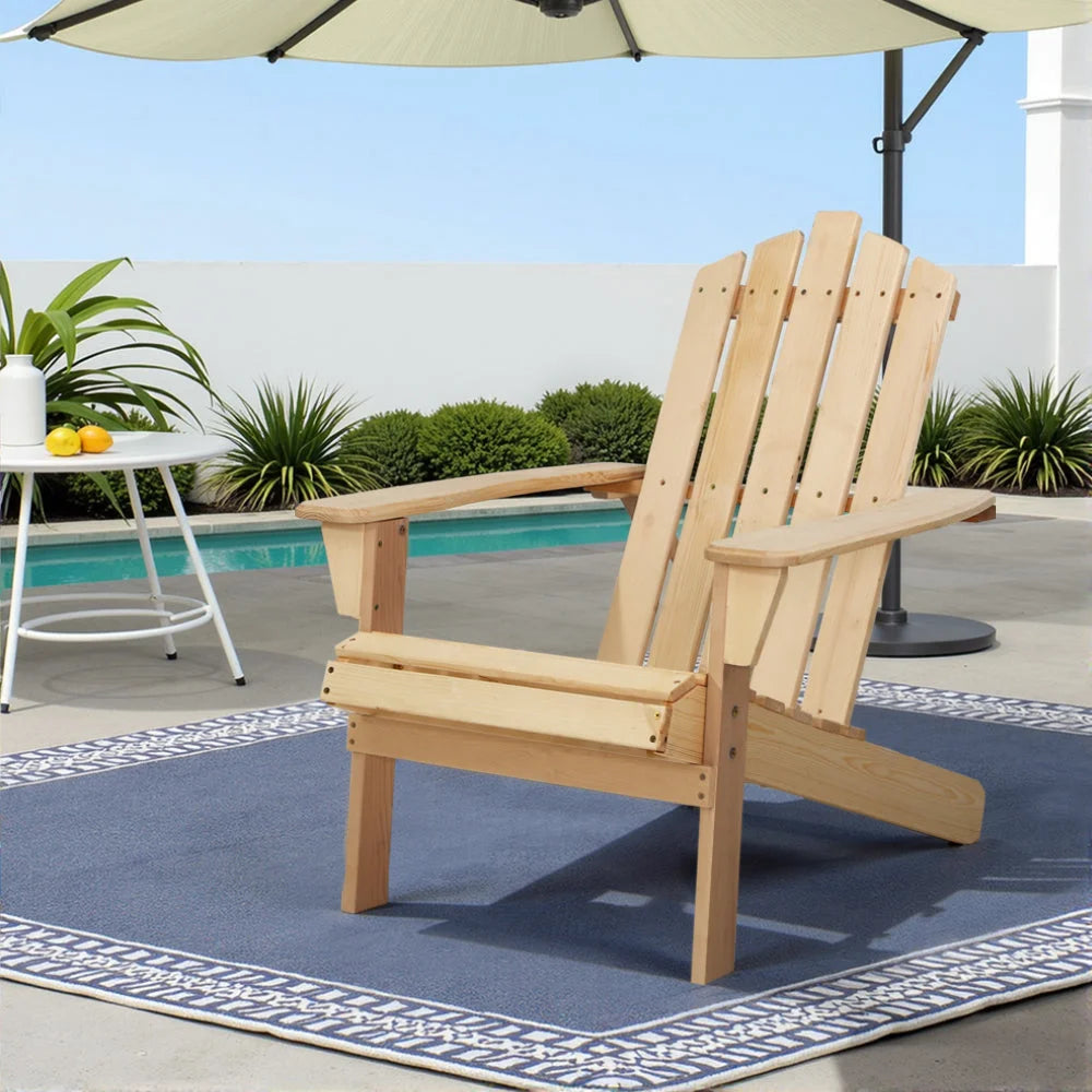 Outdoor Sun Lounge Beach Chairs Table Setting Wooden