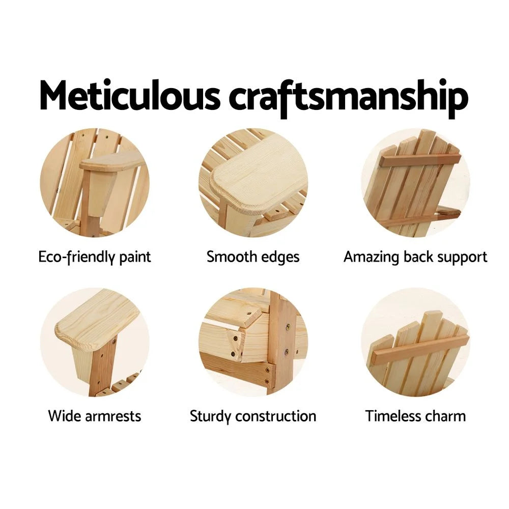 Outdoor Sun Lounge Beach Chairs Table Setting Wooden