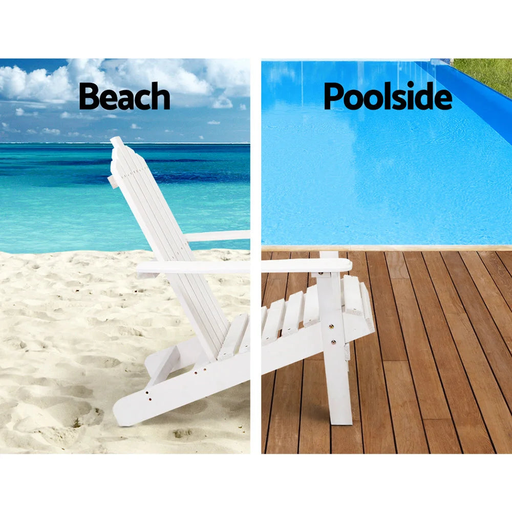 Outdoor Sun Lounge Beach Chairs Table Setting Wooden