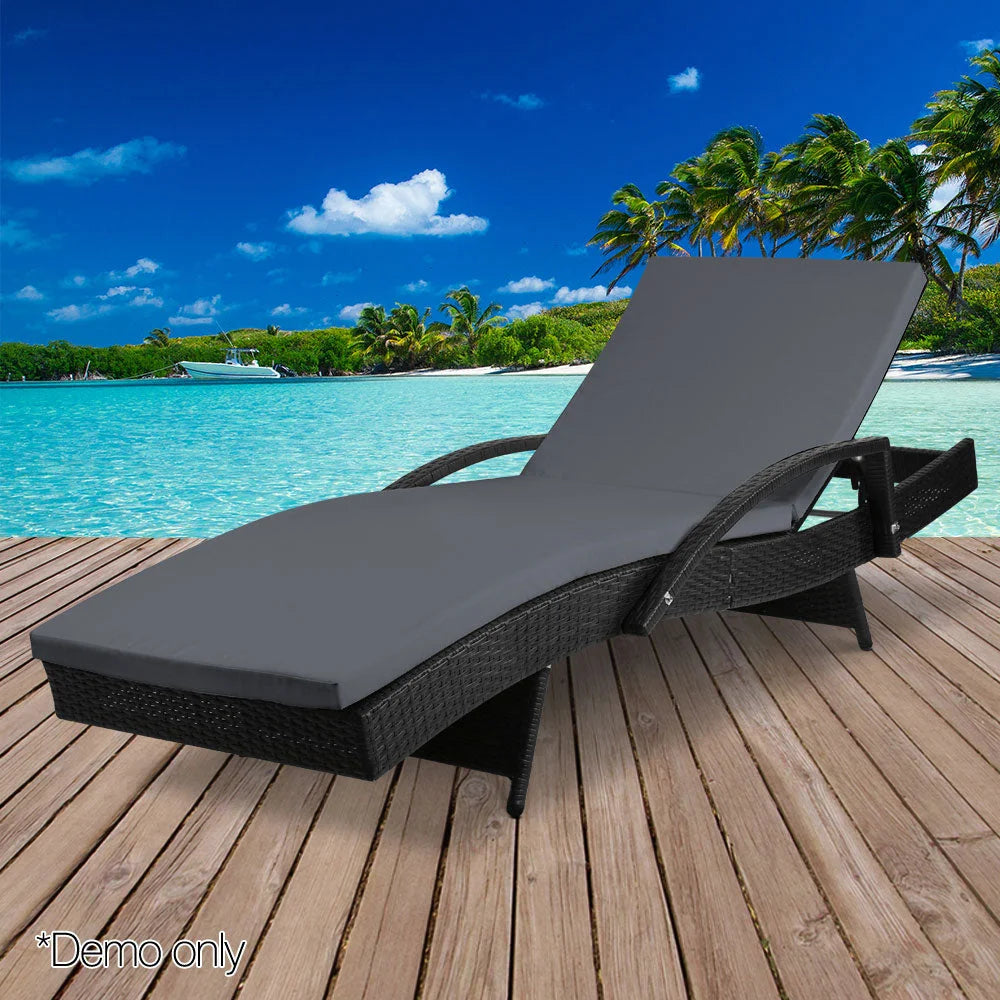 Outdoor Sun Lounge - Black - Gardeon