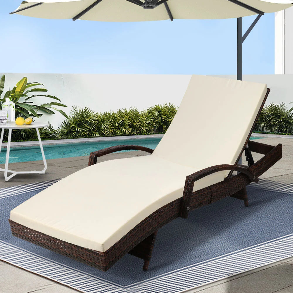 Outdoor Sun Lounge - Brown - Gardeon