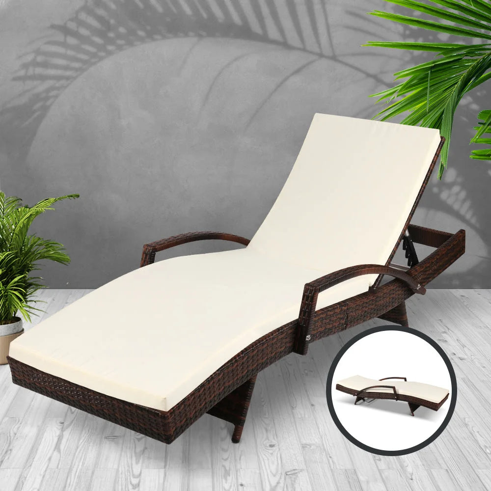 Outdoor Sun Lounge - Brown - Gardeon