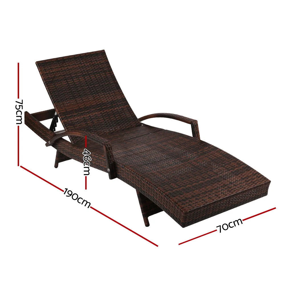 Outdoor Sun Lounge - Brown - Gardeon