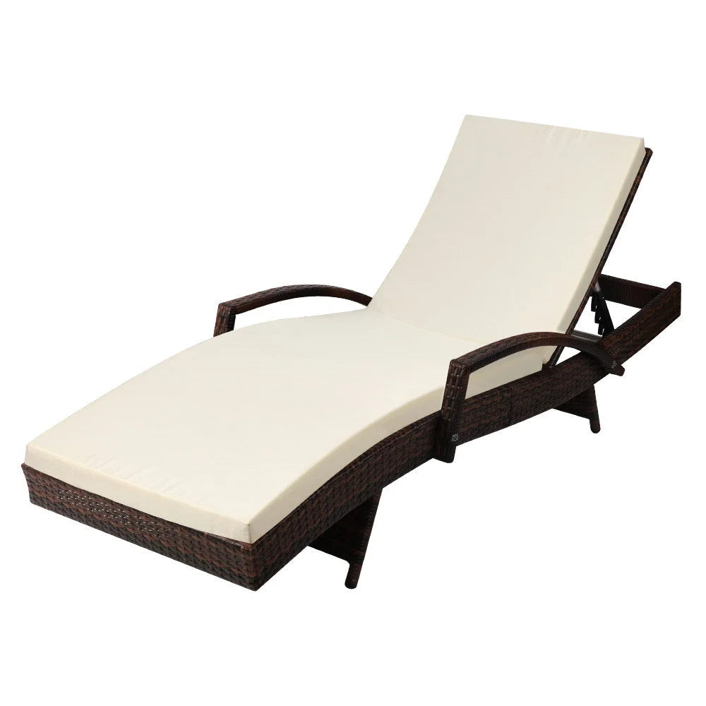 Outdoor Sun Lounge - Brown - Gardeon