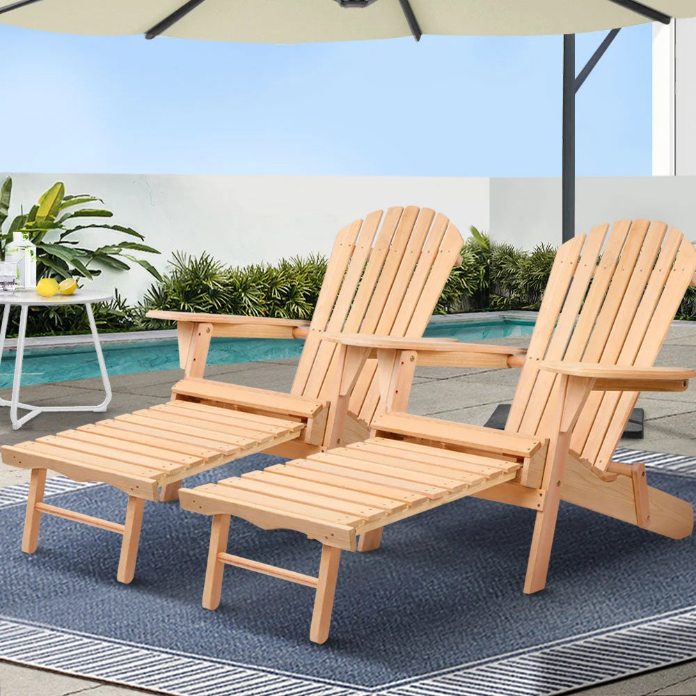 Outdoor Sun Lounge Chairs Set of 2 Patio Furniture Beach