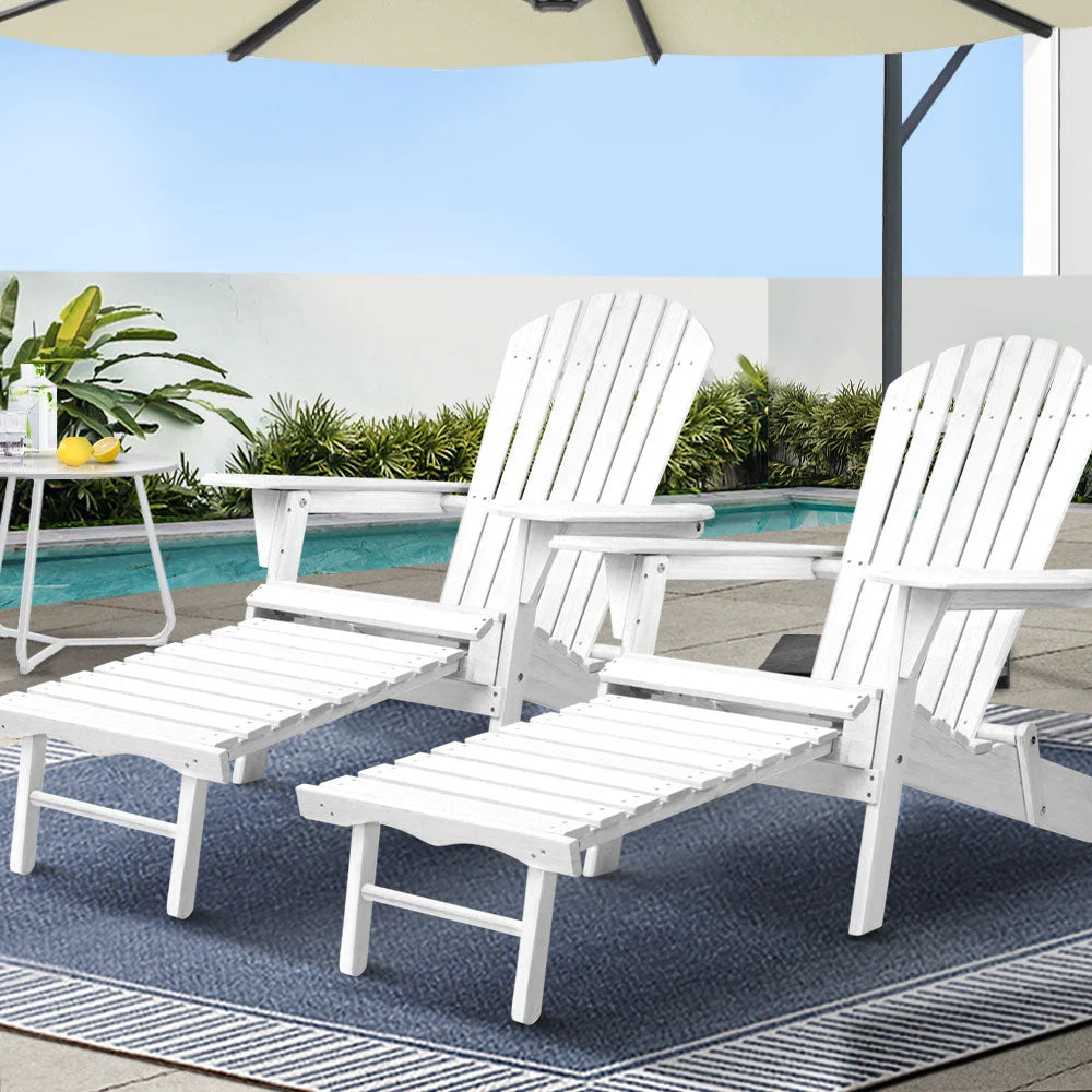 Outdoor Sun Lounge Chairs Set of 2 Patio Furniture Lounger