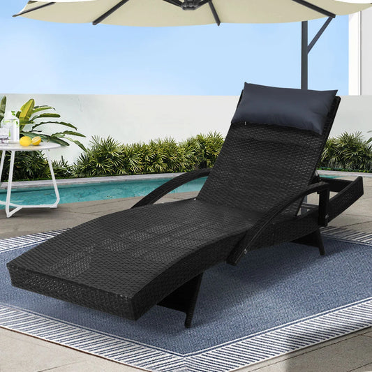 Outdoor Sun Lounge Furniture Day Bed Wicker Pillow Sofa Set