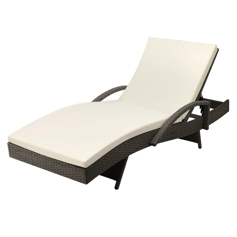Outdoor Sun Lounge - Grey - Gardeon