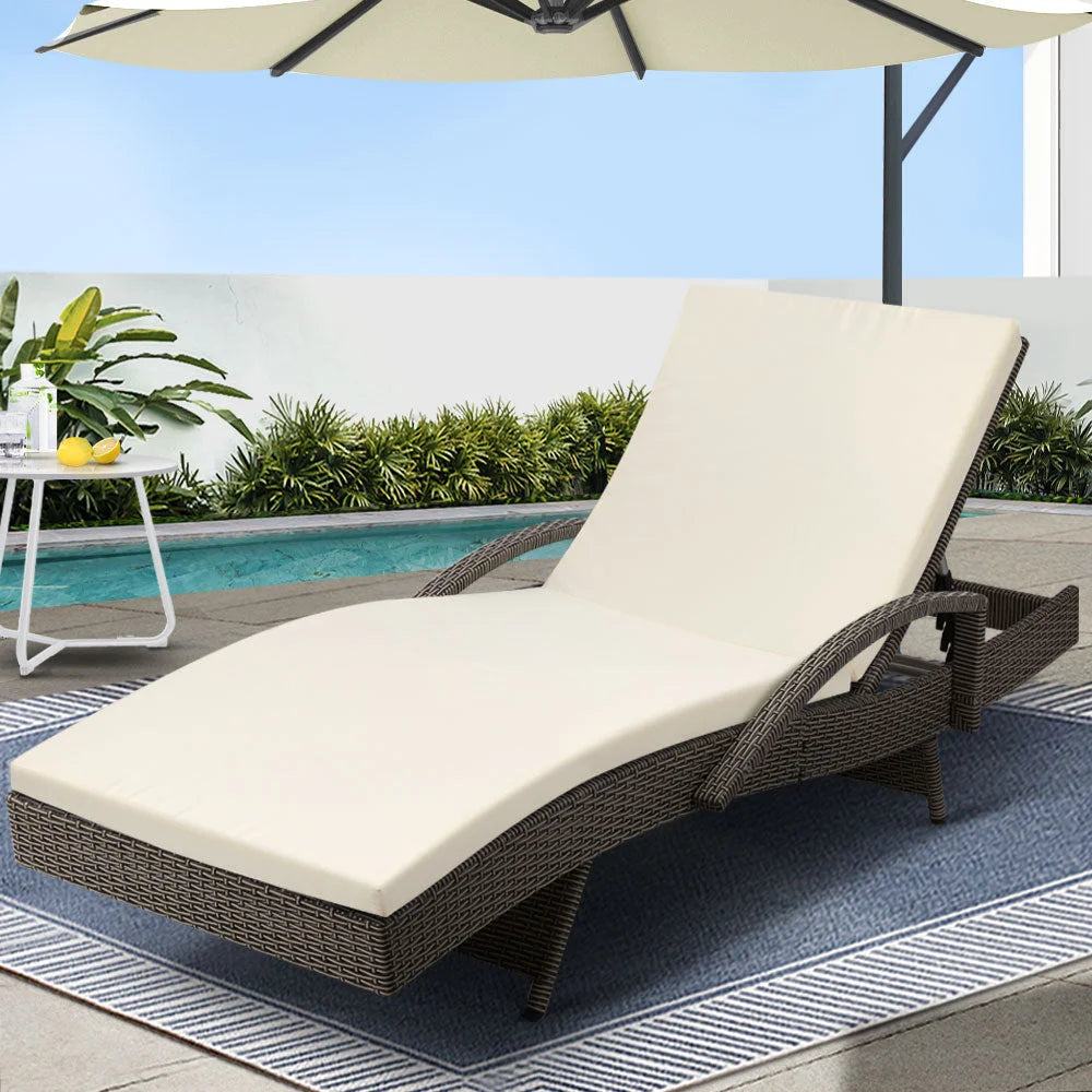 Outdoor Sun Lounge - Grey - Gardeon