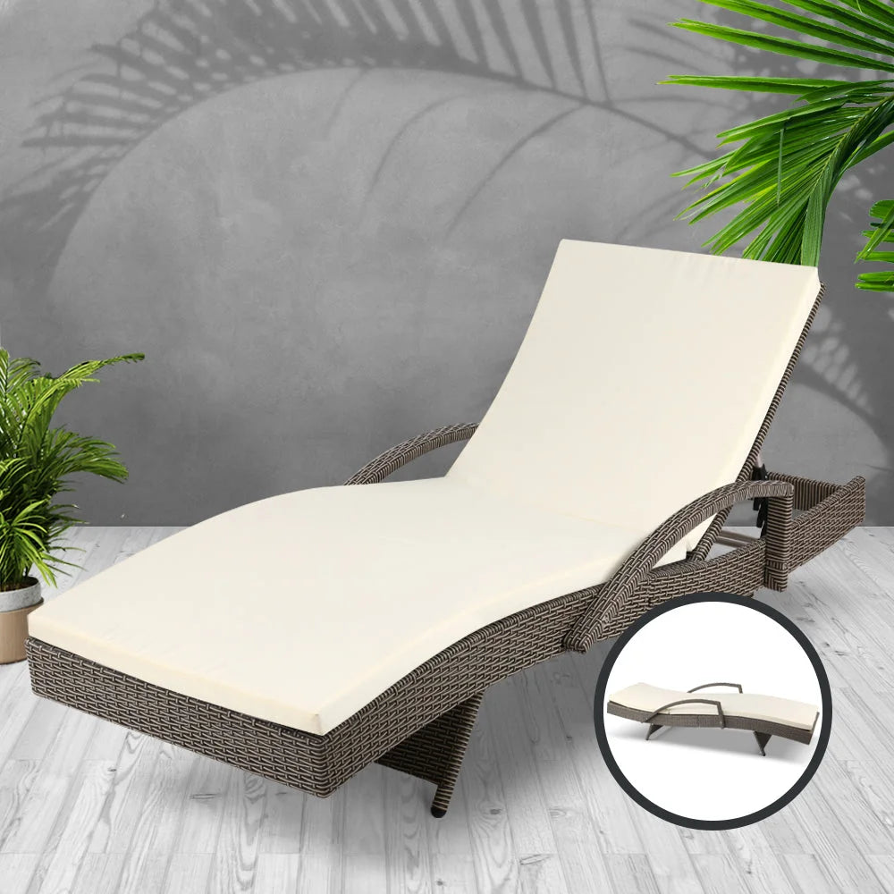 Outdoor Sun Lounge - Grey - Gardeon