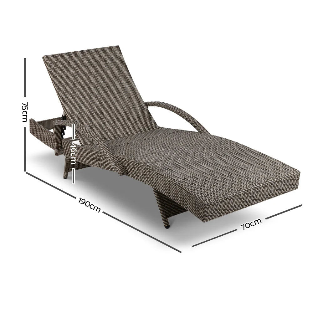 Outdoor Sun Lounge - Grey - Gardeon