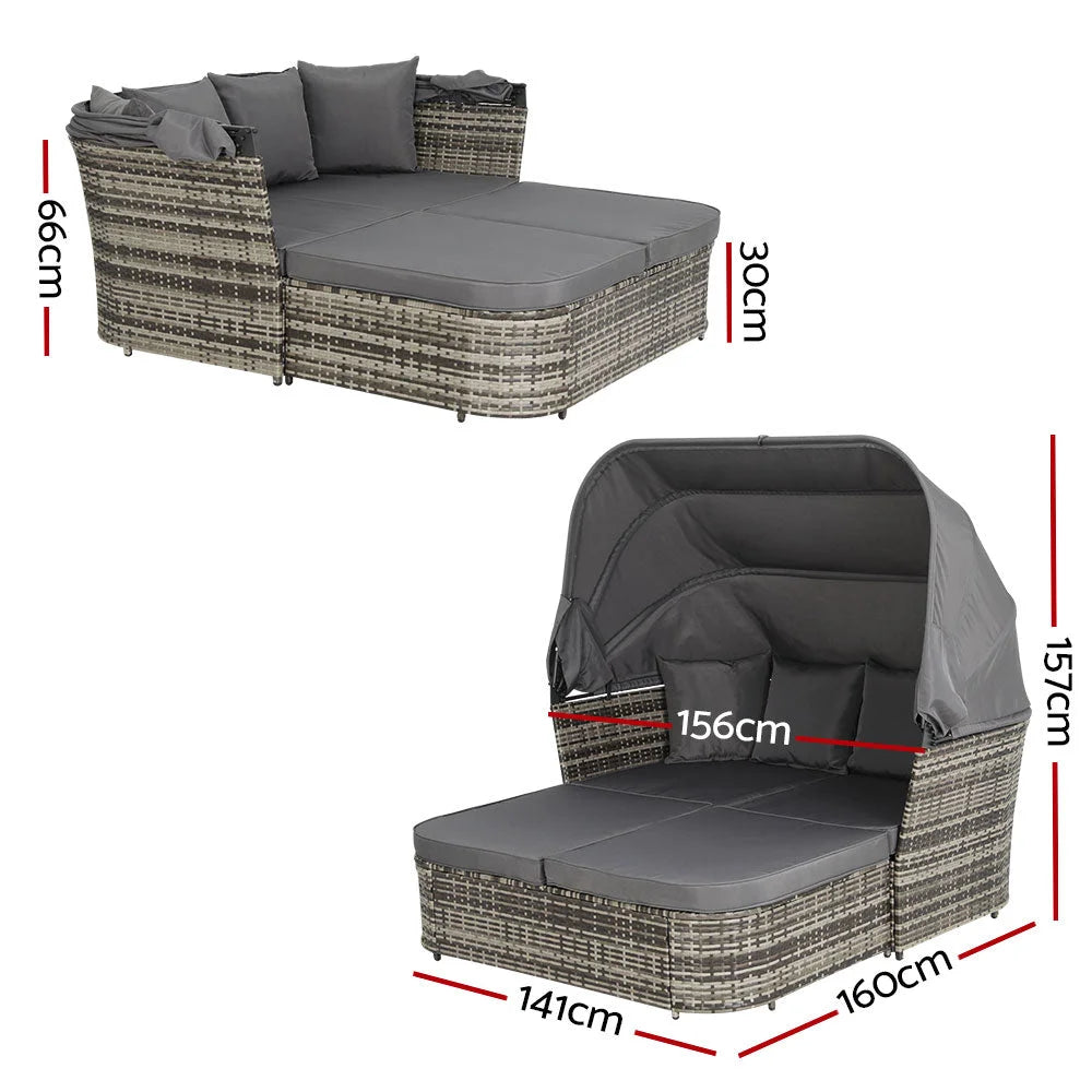 Outdoor Sun Lounge Setting Patio Furniture Wicker Sofa