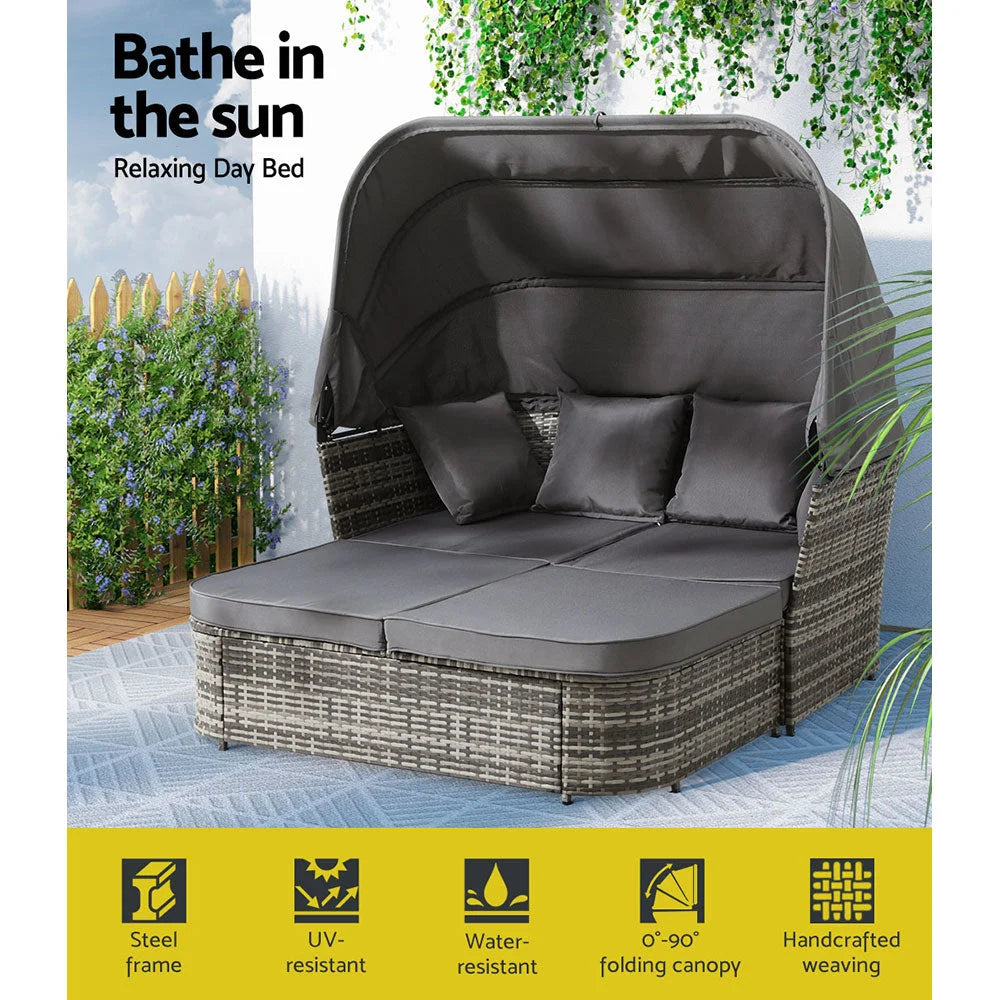 Outdoor Sun Lounge Setting Patio Furniture Wicker Sofa