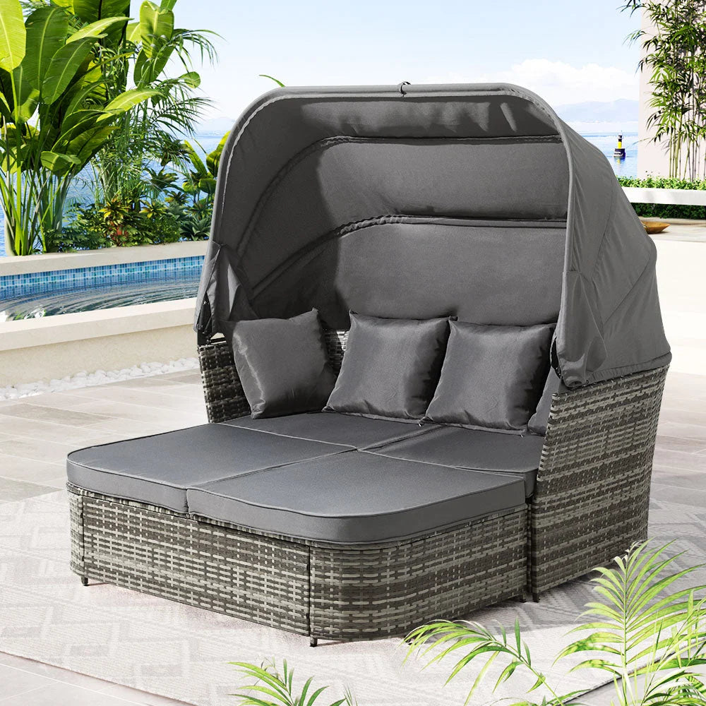 Outdoor Sun Lounge Setting Patio Furniture Wicker Sofa
