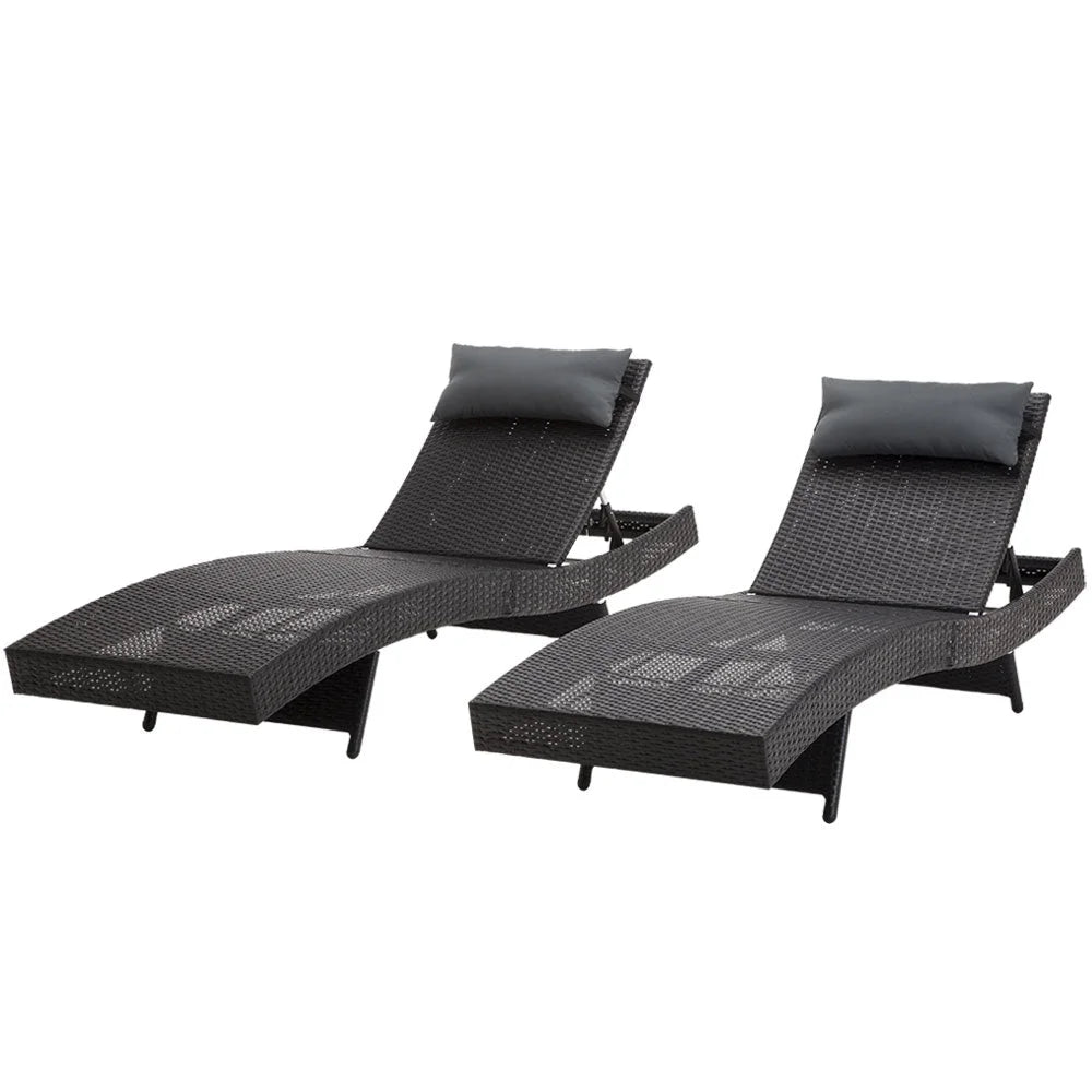 Outdoor Sun Lounge Setting Wicker Lounger Day Bed Rattan