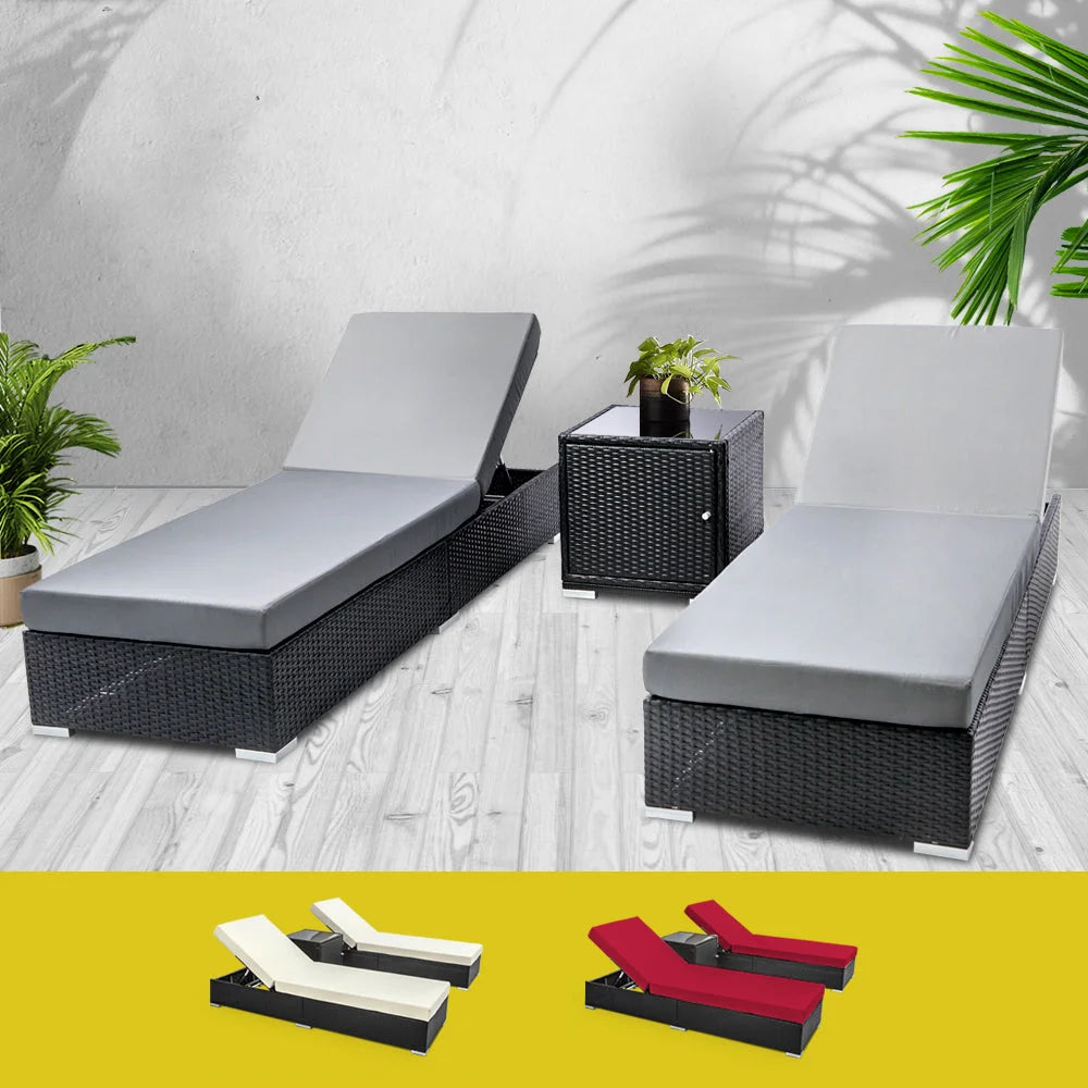 Outdoor Sun Lounge Wicker Lounger Day Bed Rattan Sofa Pool