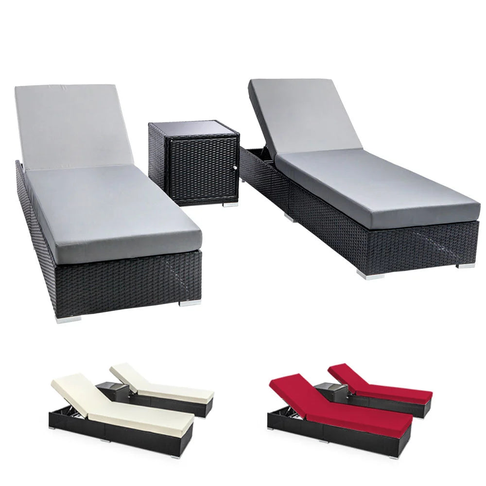 Outdoor Sun Lounge Wicker Lounger Day Bed Rattan Sofa Pool