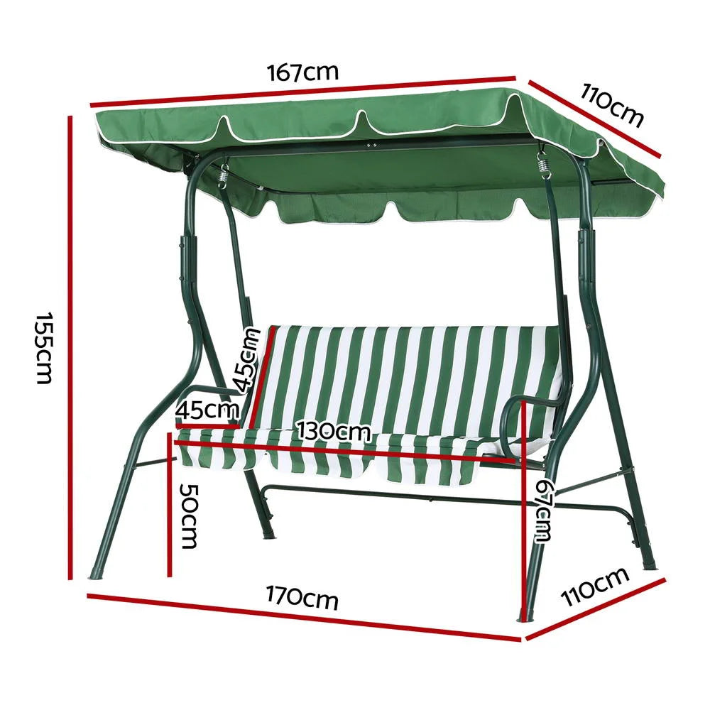 Outdoor Swing Chair Garden Bench Furniture Canopy 3 Seater