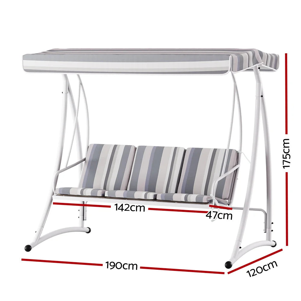 Outdoor Swing Chair Garden Bench Furniture Canopy 3-Seater