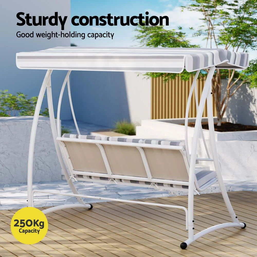 Outdoor Swing Chair Garden Bench Furniture Canopy 3-Seater