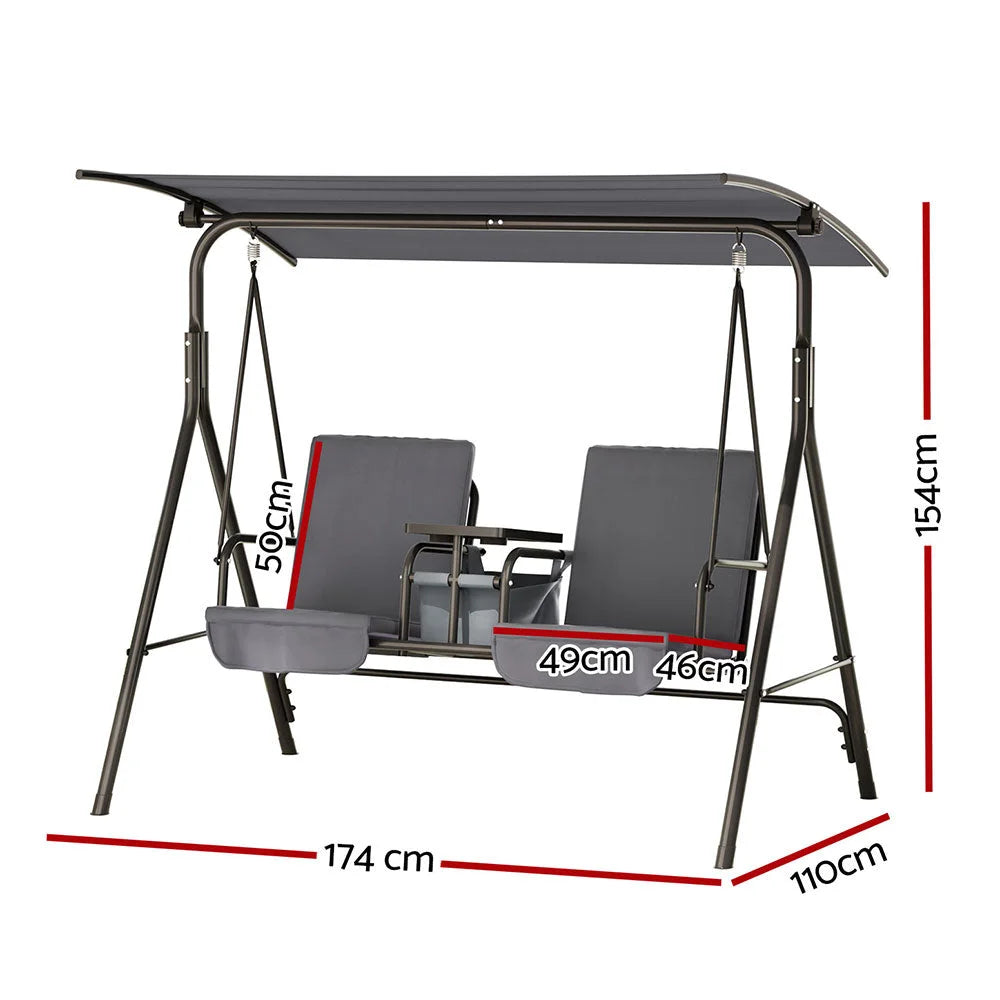 Chair with outdoor swing canopy cup