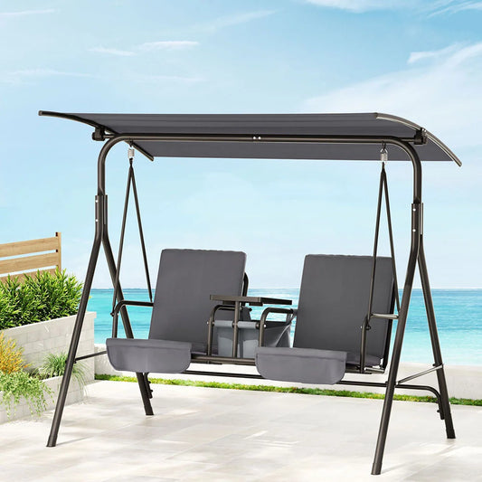 Outdoor Swing Chair Garden Furniture Canopy Cup Holder 2