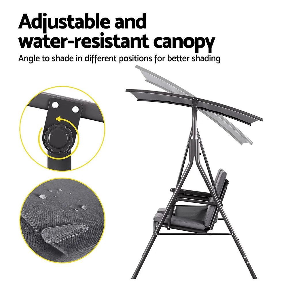 Chair with outdoor swing canopy cup holder
