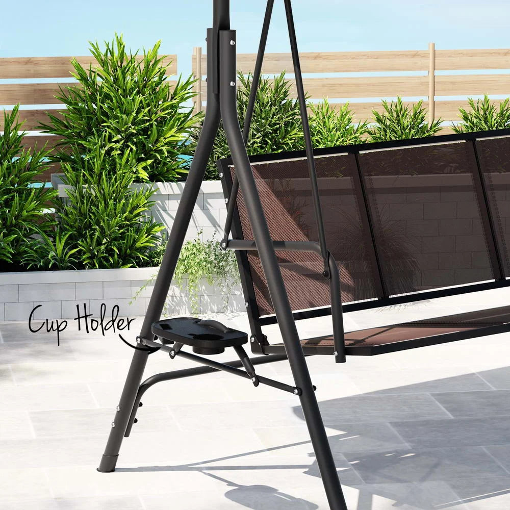 Outdoor Swing Chair Garden Furniture with Canopy & Cup
