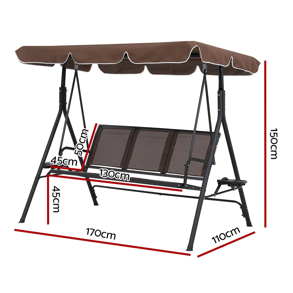 Outdoor Swing Chair Garden Furniture with Canopy & Cup