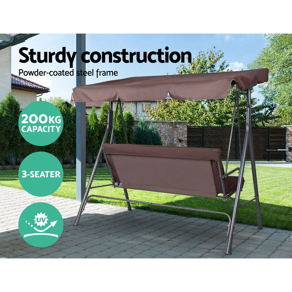 Outdoor Swing Chair Hammock 3 Seater Garden Canopy Bench