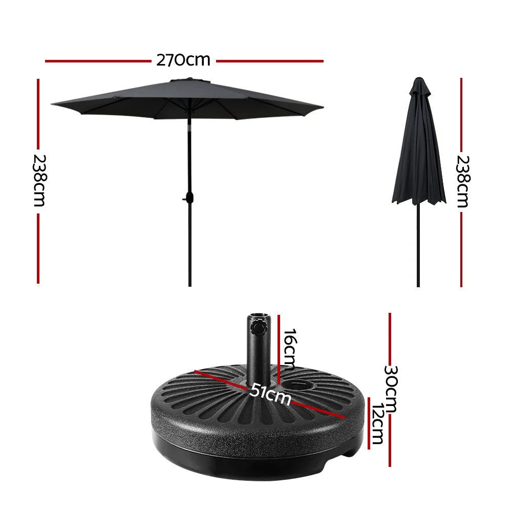 Outdoor Umbrella 2.7M Base Beach Pole Garden Tilt Sun Patio