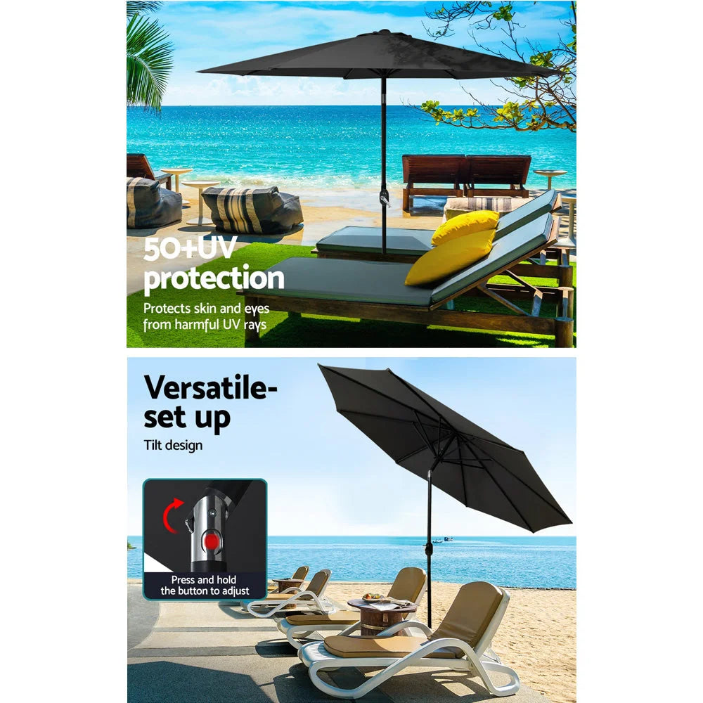 Outdoor Umbrella 2.7M Base Beach Pole Garden Tilt Sun Patio