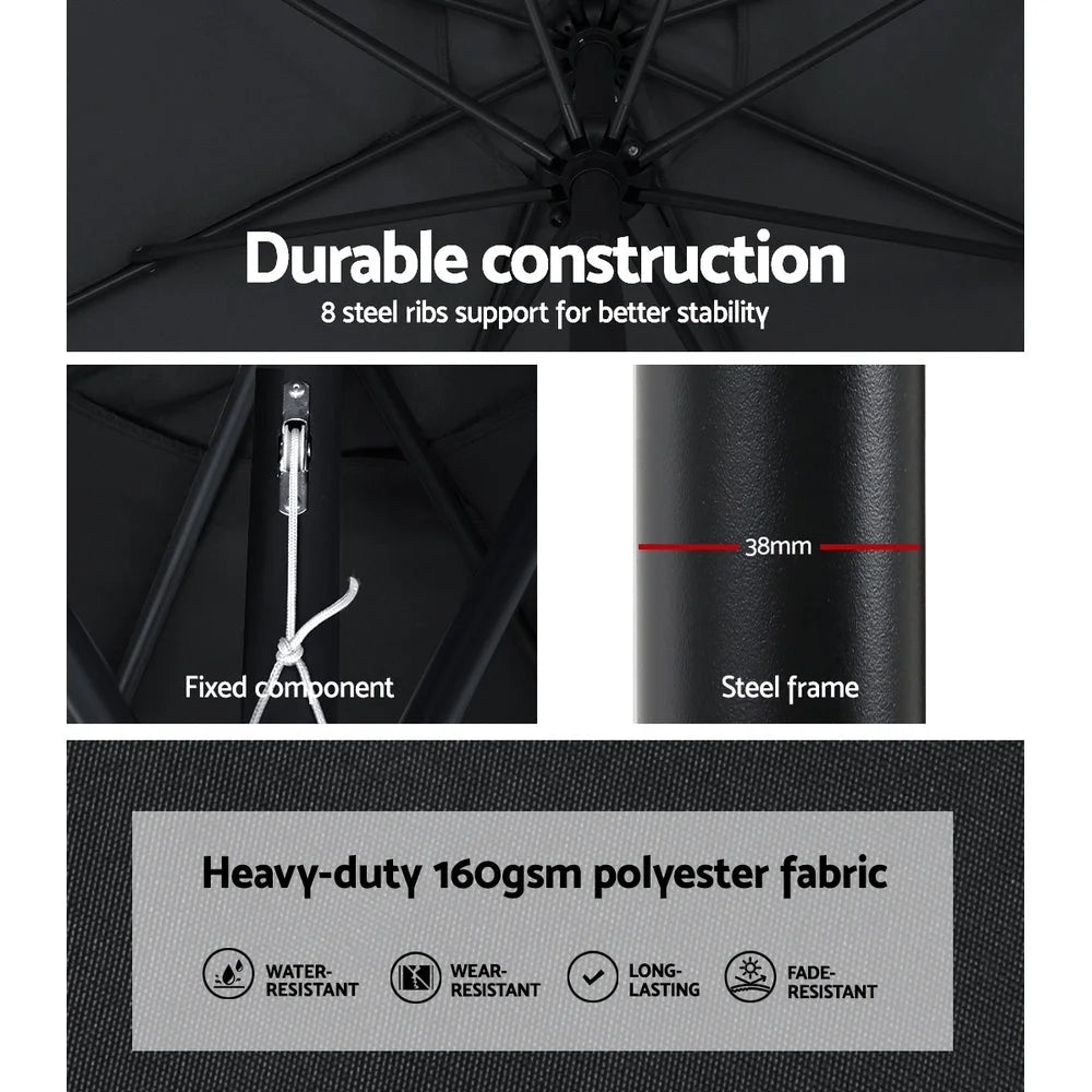 Outdoor Umbrella 2.7M Base Beach Pole Garden Tilt Sun Patio