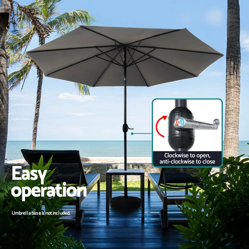 Outdoor Umbrella 2.7M Beach Pole Tilt - Sun Patio UV