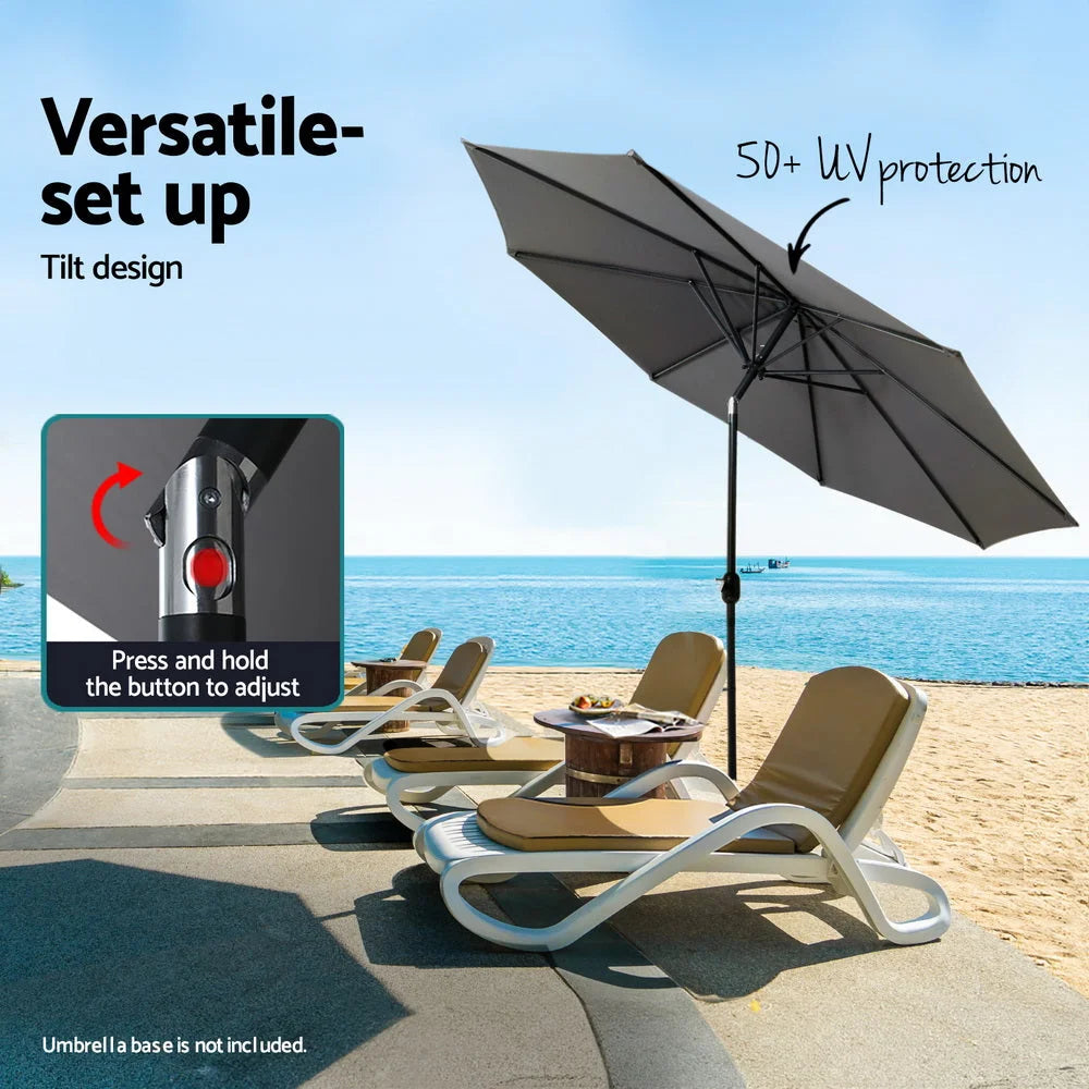 Outdoor Umbrella 2.7M Beach Pole Tilt - Sun Patio UV