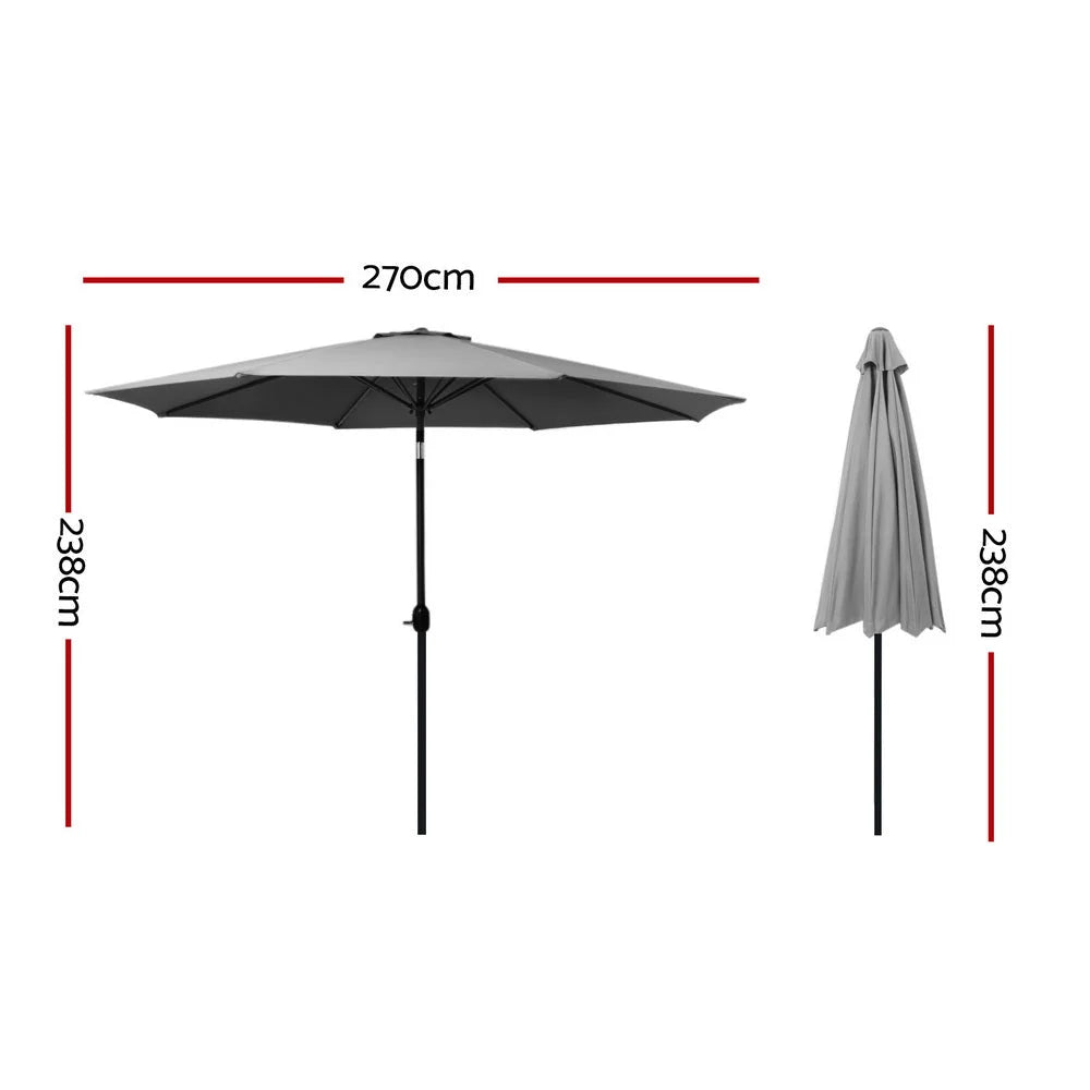 Outdoor Umbrella 2.7M Beach Pole Tilt - Sun Patio UV