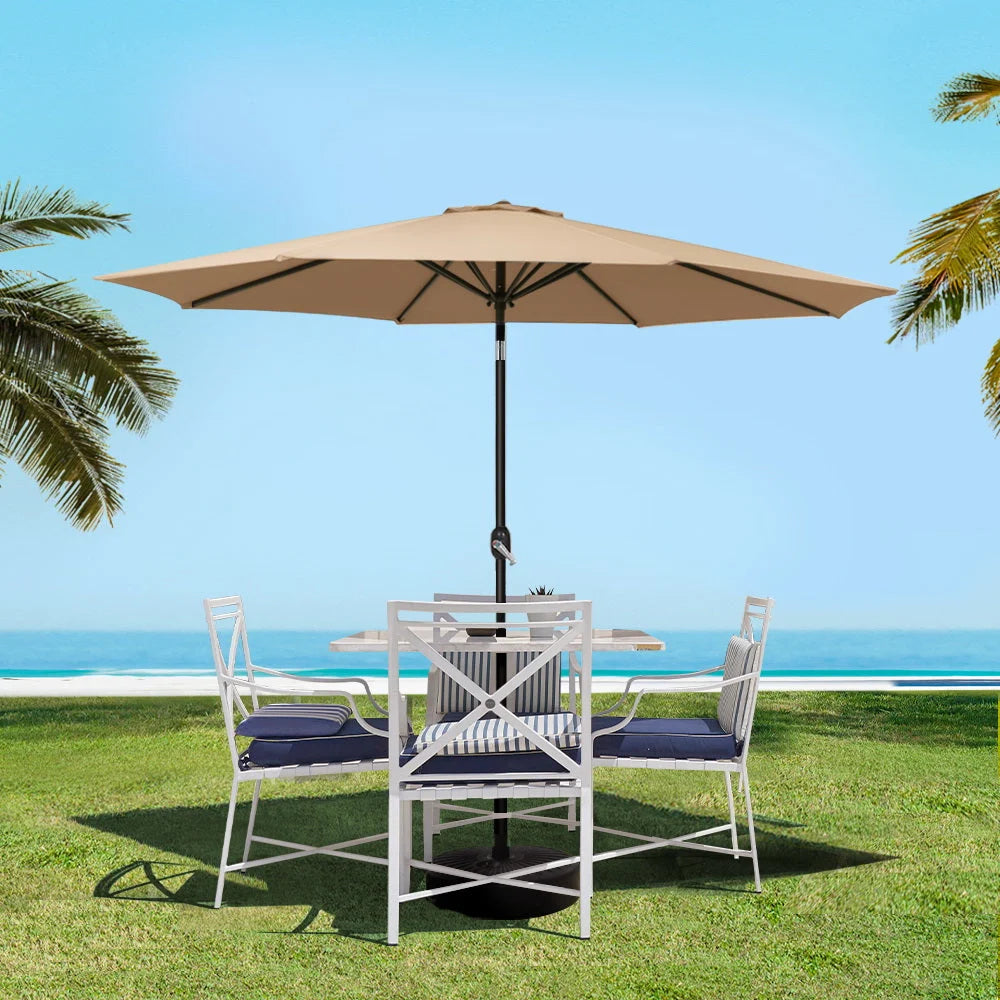 Outdoor Umbrella 2.7M Pole Stand Garden Sun - Beige