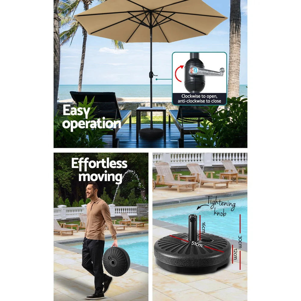 Outdoor Umbrella 2.7M with Base and Pole Stand for Garden
