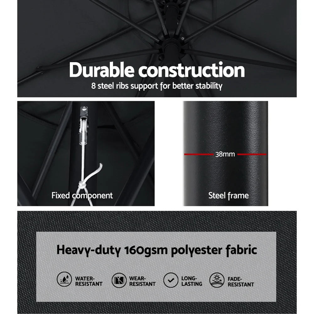 Outdoor Umbrella 2.7M with Base Pole Stand Garden Beach