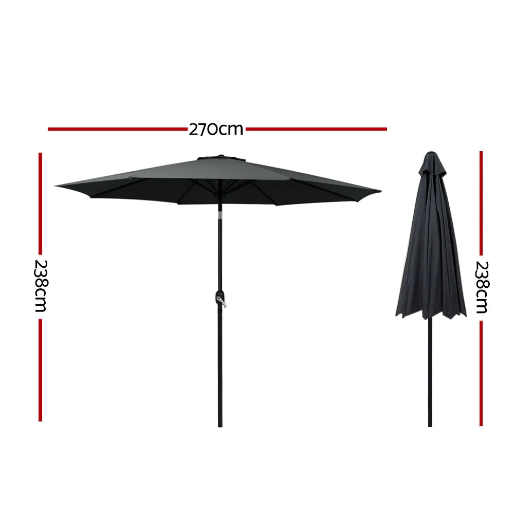 Outdoor Umbrella 2.7M with Base Pole Stand Garden Beach