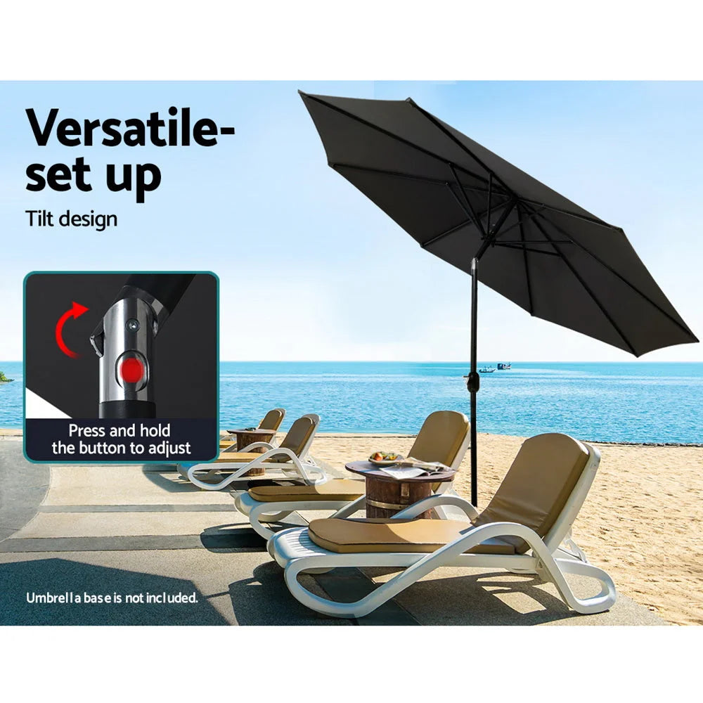 Outdoor Umbrella 2.7M with Base Pole Stand Garden Beach