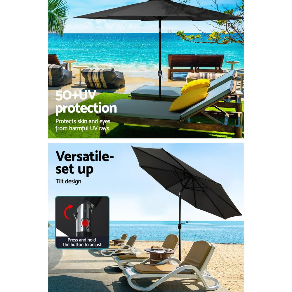 Outdoor Umbrella 3M Base Beach Pole Garden Tilt Sun Patio
