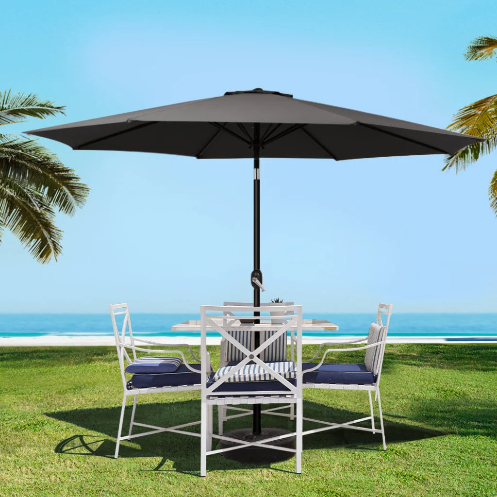 Outdoor Umbrella 3M Base Beach Pole Garden Tilt Sun Patio