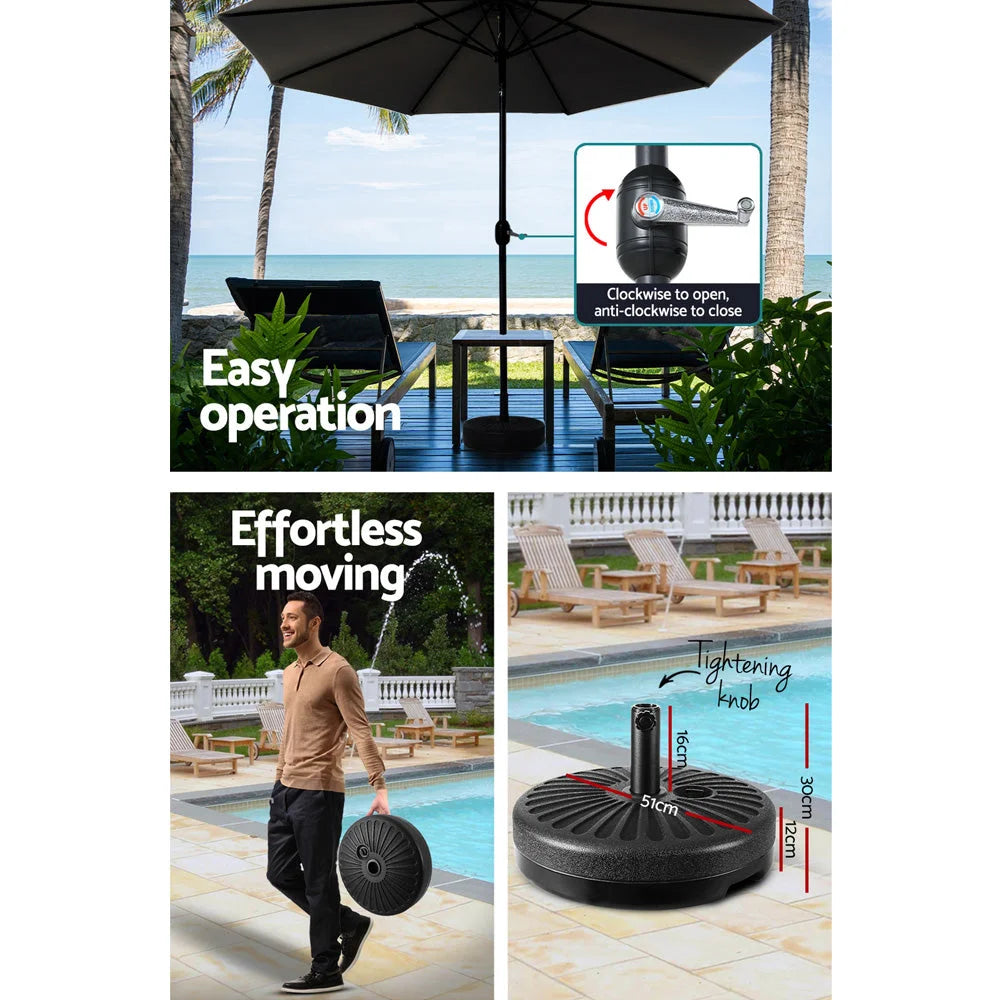 Outdoor Umbrella 3M Base Beach Pole Garden Tilt Sun Patio