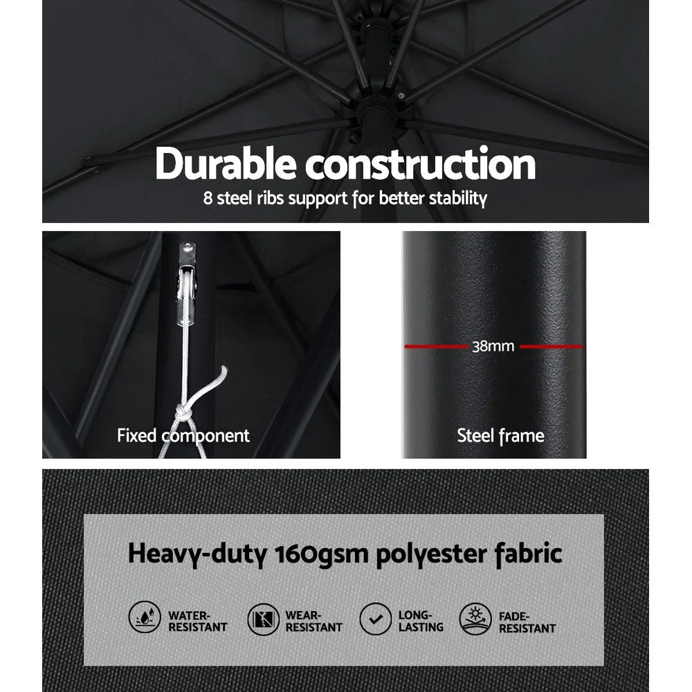Outdoor Umbrella 3M Base Beach Pole Garden Tilt Sun Patio