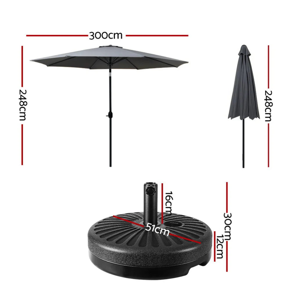 Outdoor Umbrella 3M Base Beach Pole Garden Tilt Sun Patio