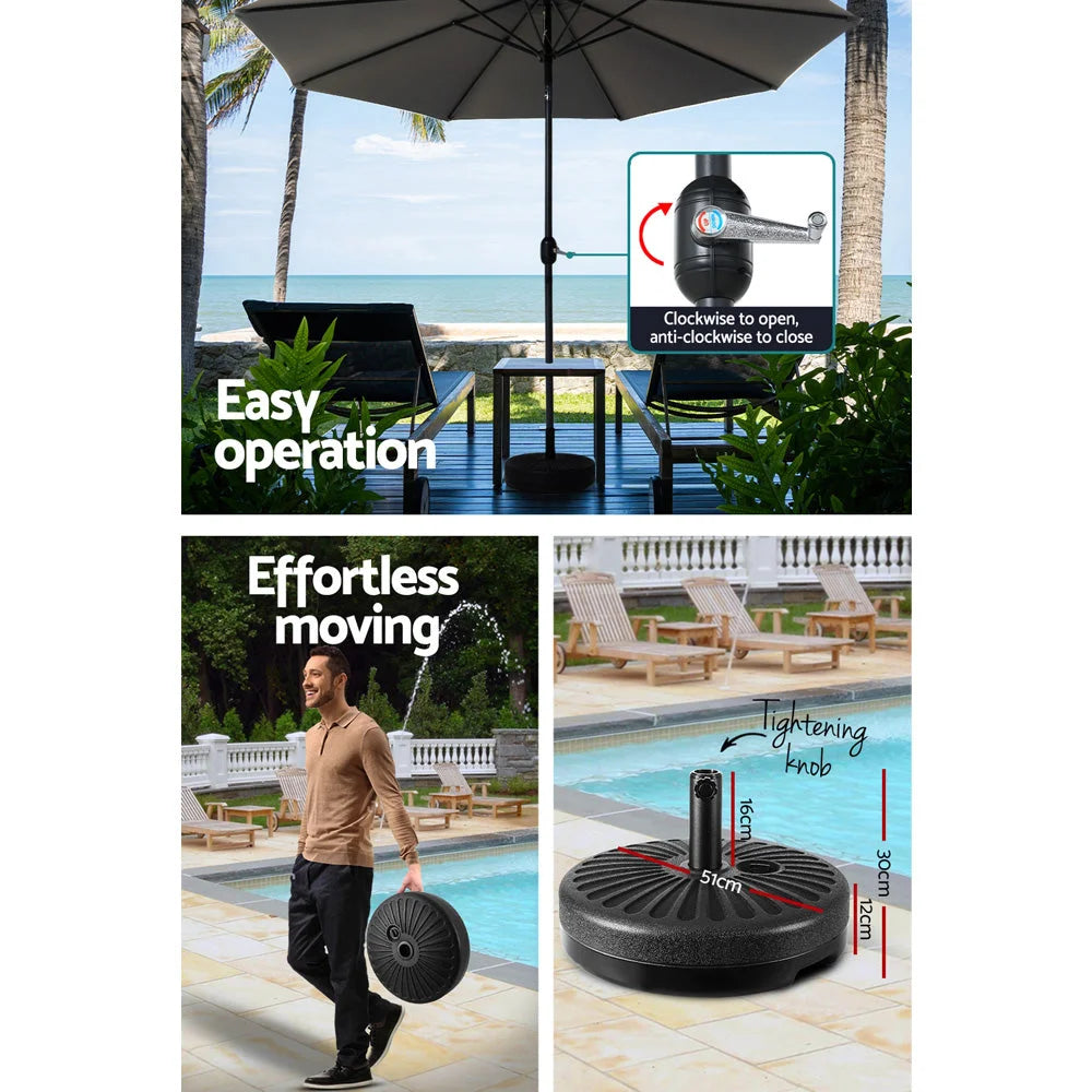Outdoor Umbrella 3M Base Beach Pole Garden Tilt Sun Patio