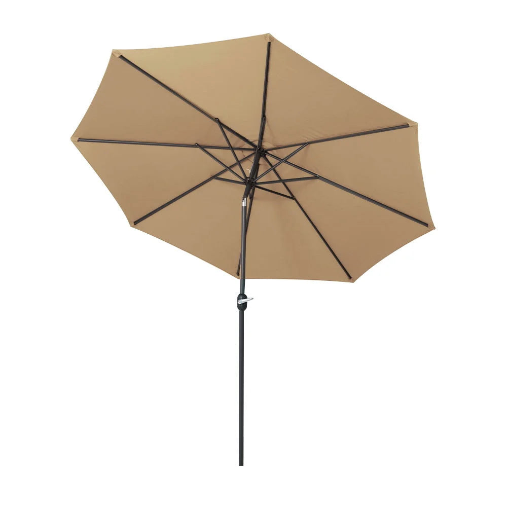 Outdoor Umbrella 3M Beach Pole Garden Patio Tilt - Beige
