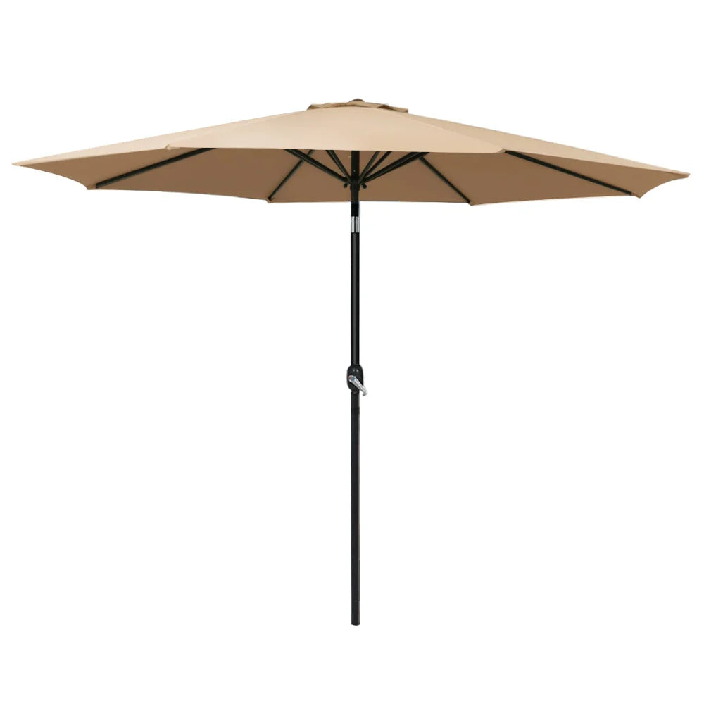 Outdoor Umbrella 3M Beach Pole Garden Patio Tilt - Beige