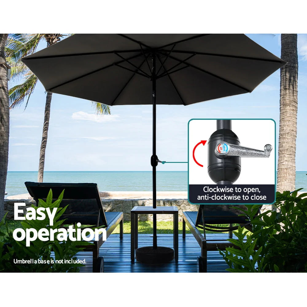 Outdoor Umbrella 3M Beach Pole Garden Patio Tilt - Black